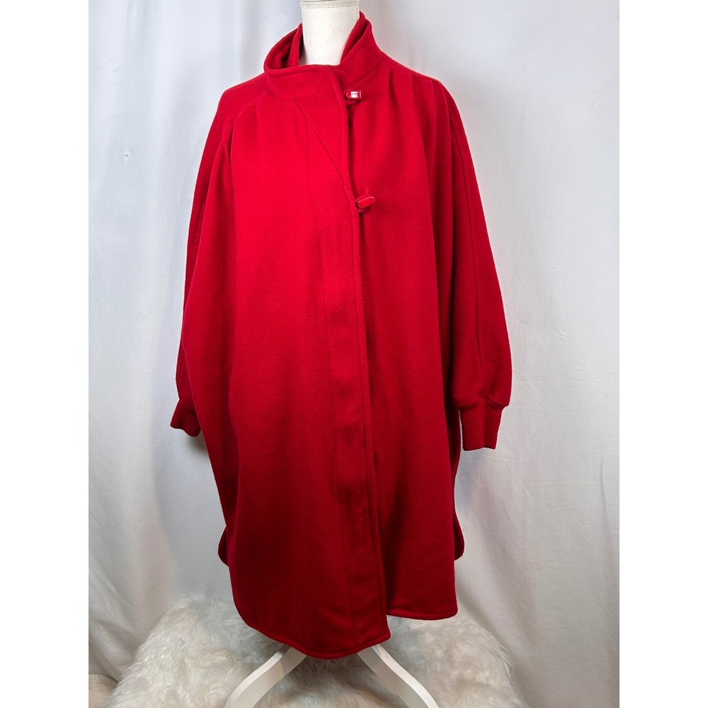 Vintage Herman Kay Wool Blend Oversized Coat High Neck Zip Up WomenL/XL